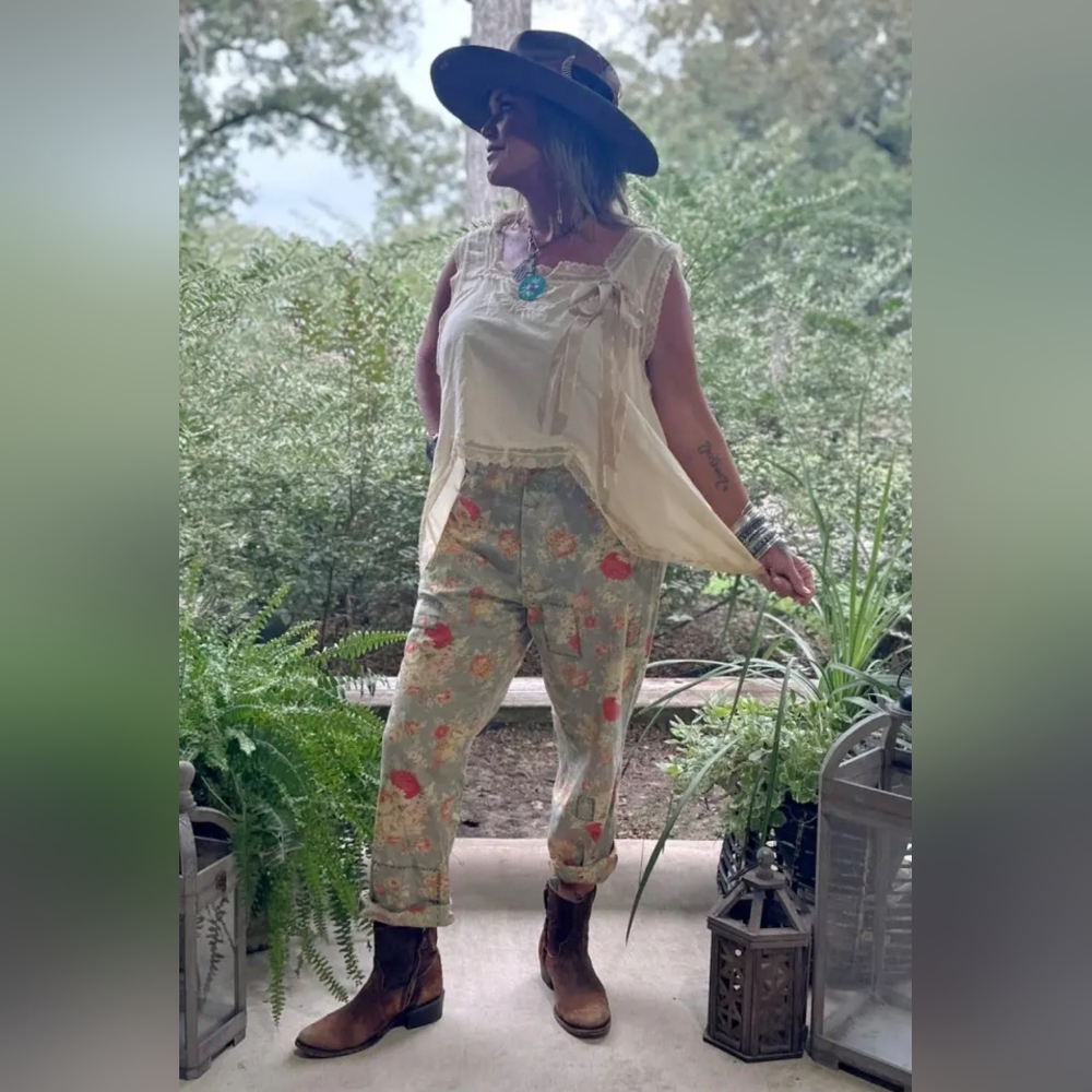Cottagecore Traveler Pants Floral Meadow